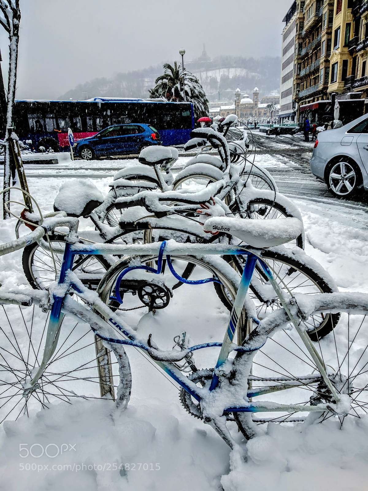 Xiaomi Mi A1 sample photo. Snowy bikes photography