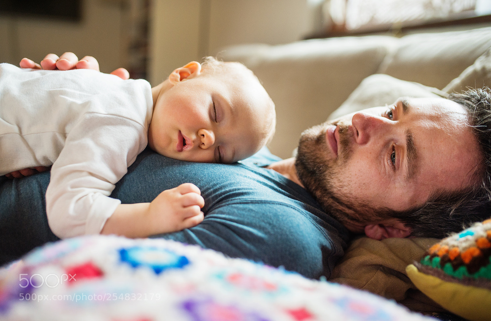 Nikon D4S sample photo. Father with a sleeping photography
