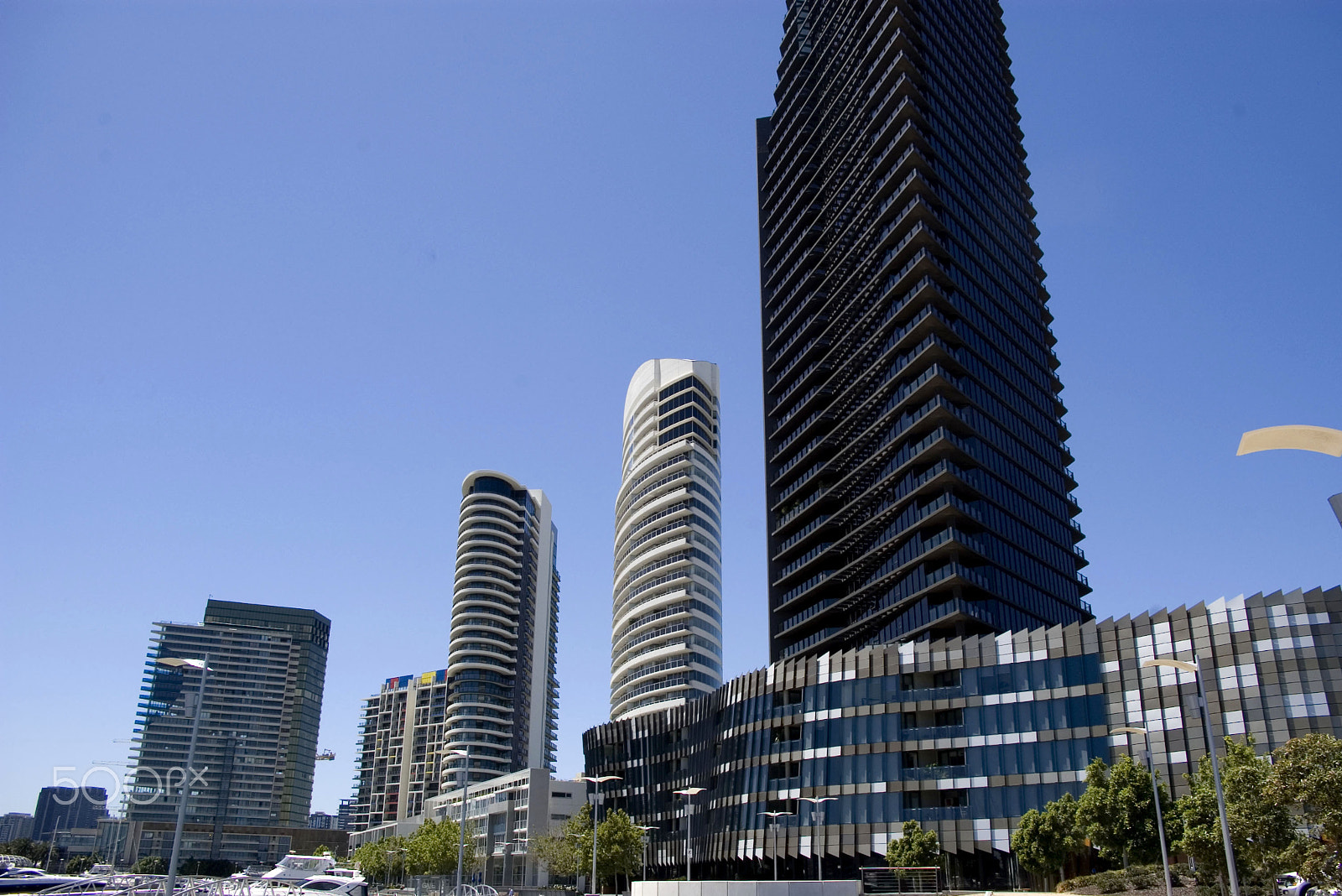 Pentax K100D sample photo. Melbourne docklands buildings photography