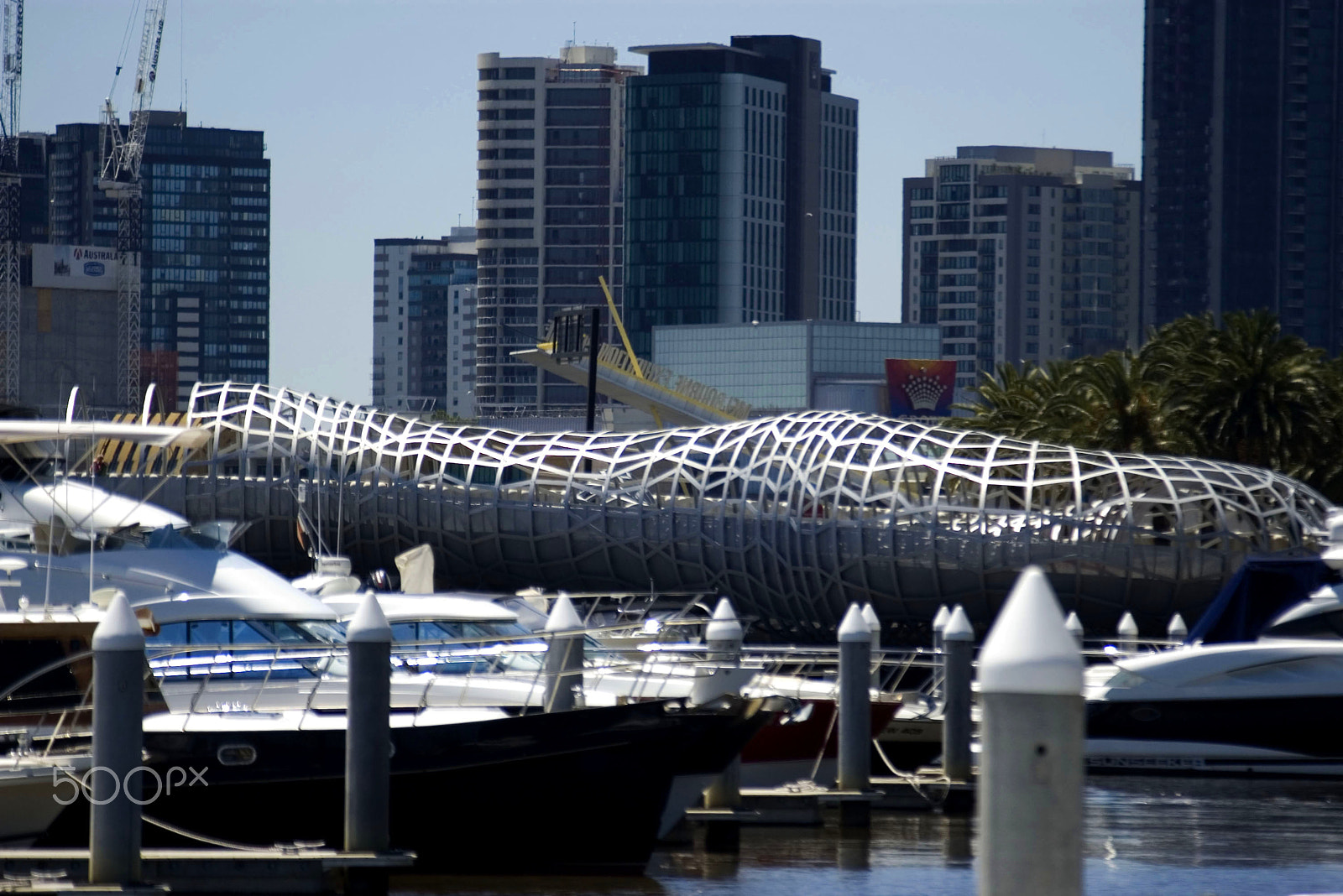 Pentax K100D sample photo. Melbourne docklands bridge photography