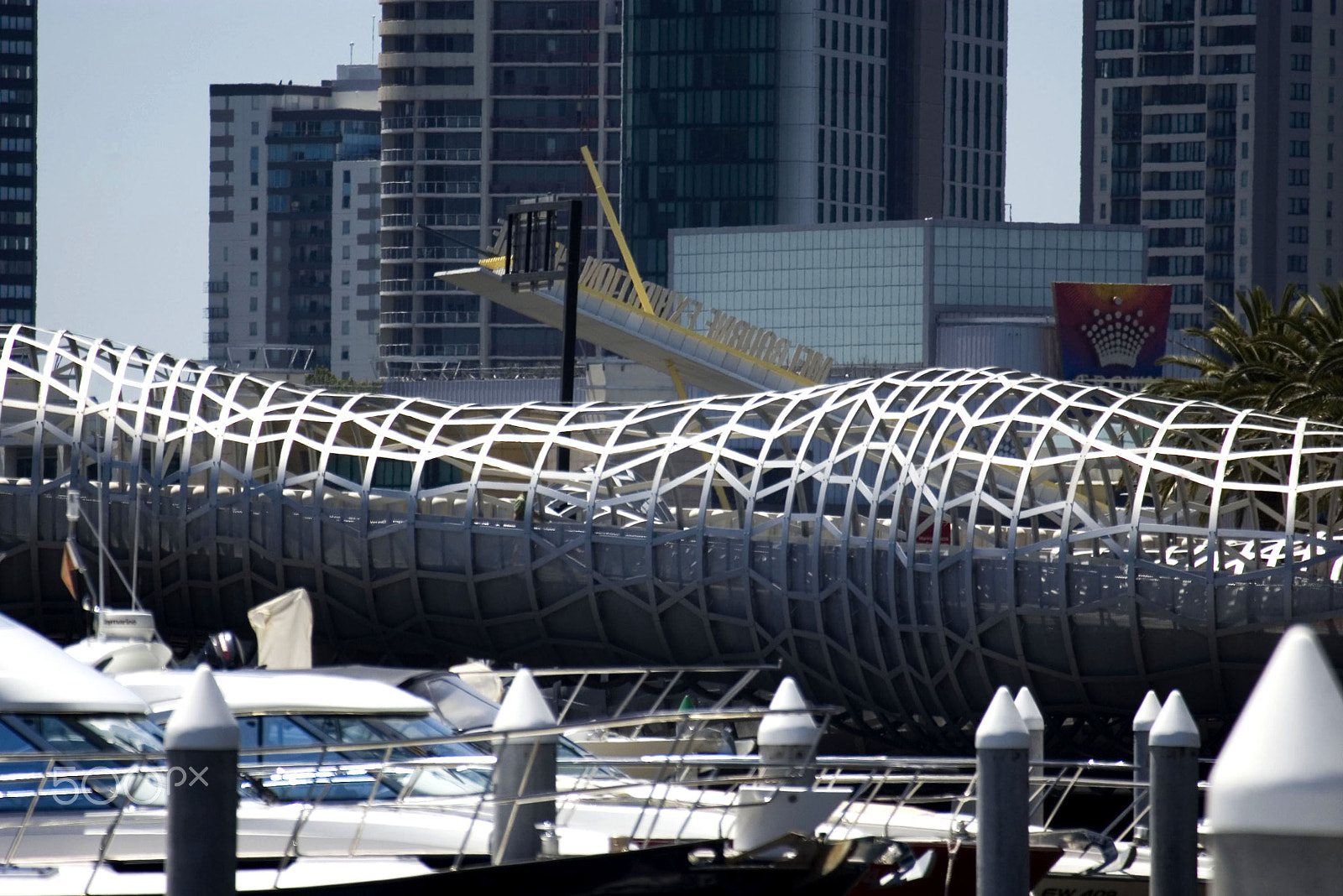 Pentax K100D sample photo. Melbourne docklands bridge closer photography