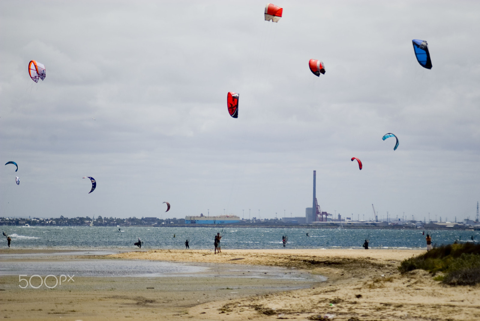 Pentax K100D sample photo. St kilda sky full of sails photography