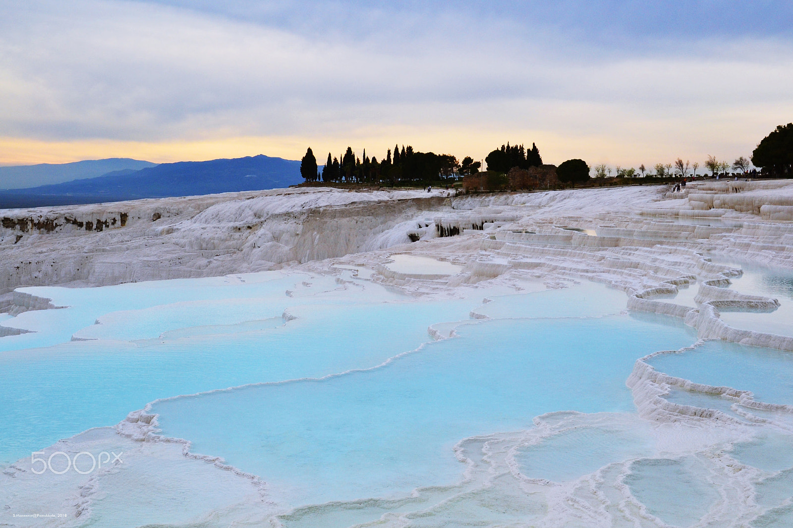Nikon D3100 sample photo. A peaceful sunset on the thermal pool terraces photography