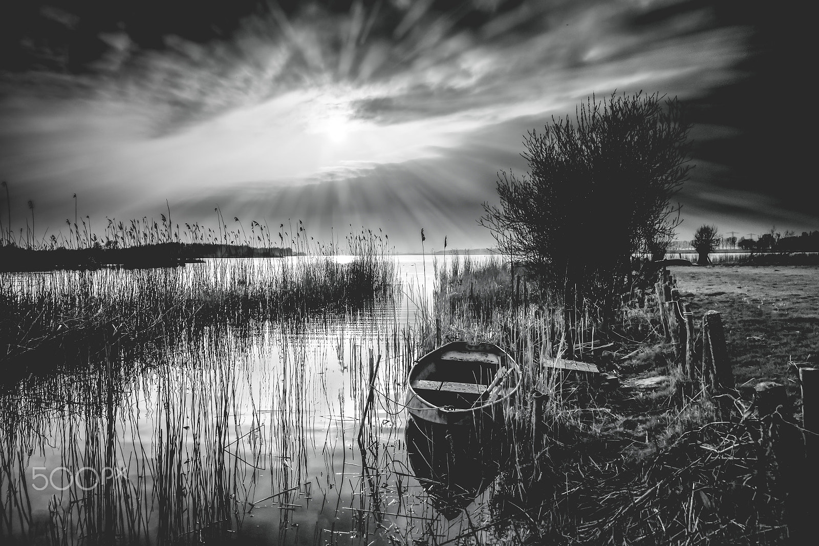 Sony Alpha DSLR-A900 sample photo. Beautiful black & white scene just before sunrise over a calm ri photography