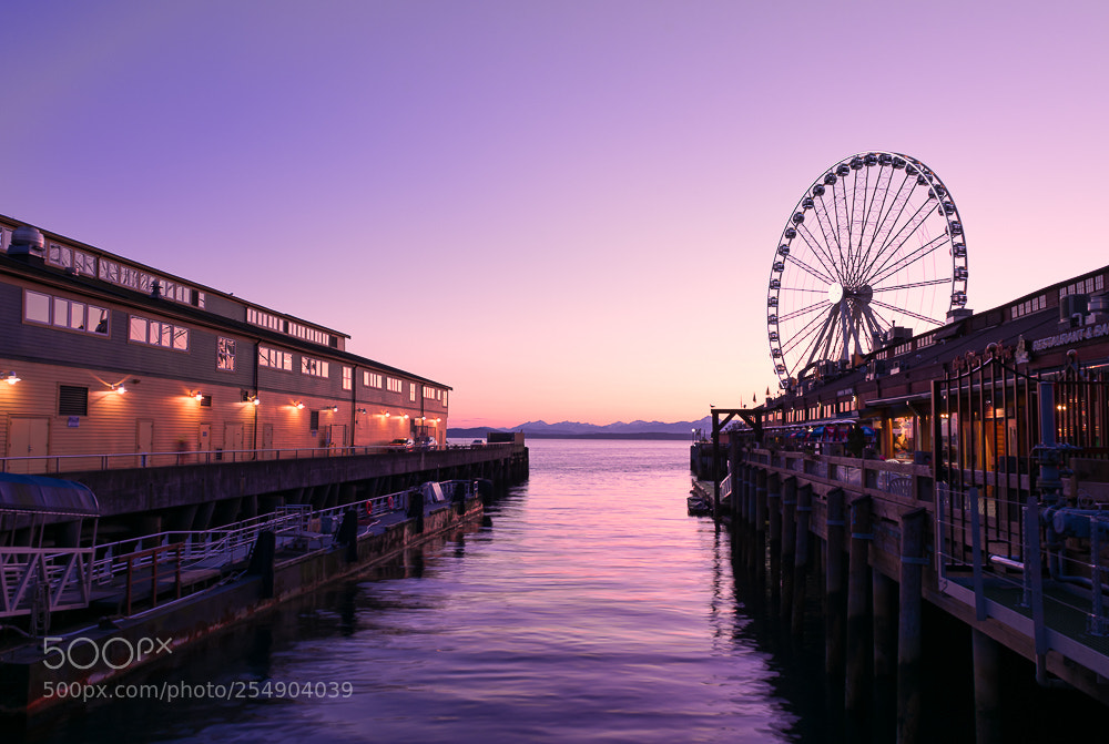 Nikon D750 sample photo. Sunset tones, seattle waterfront photography