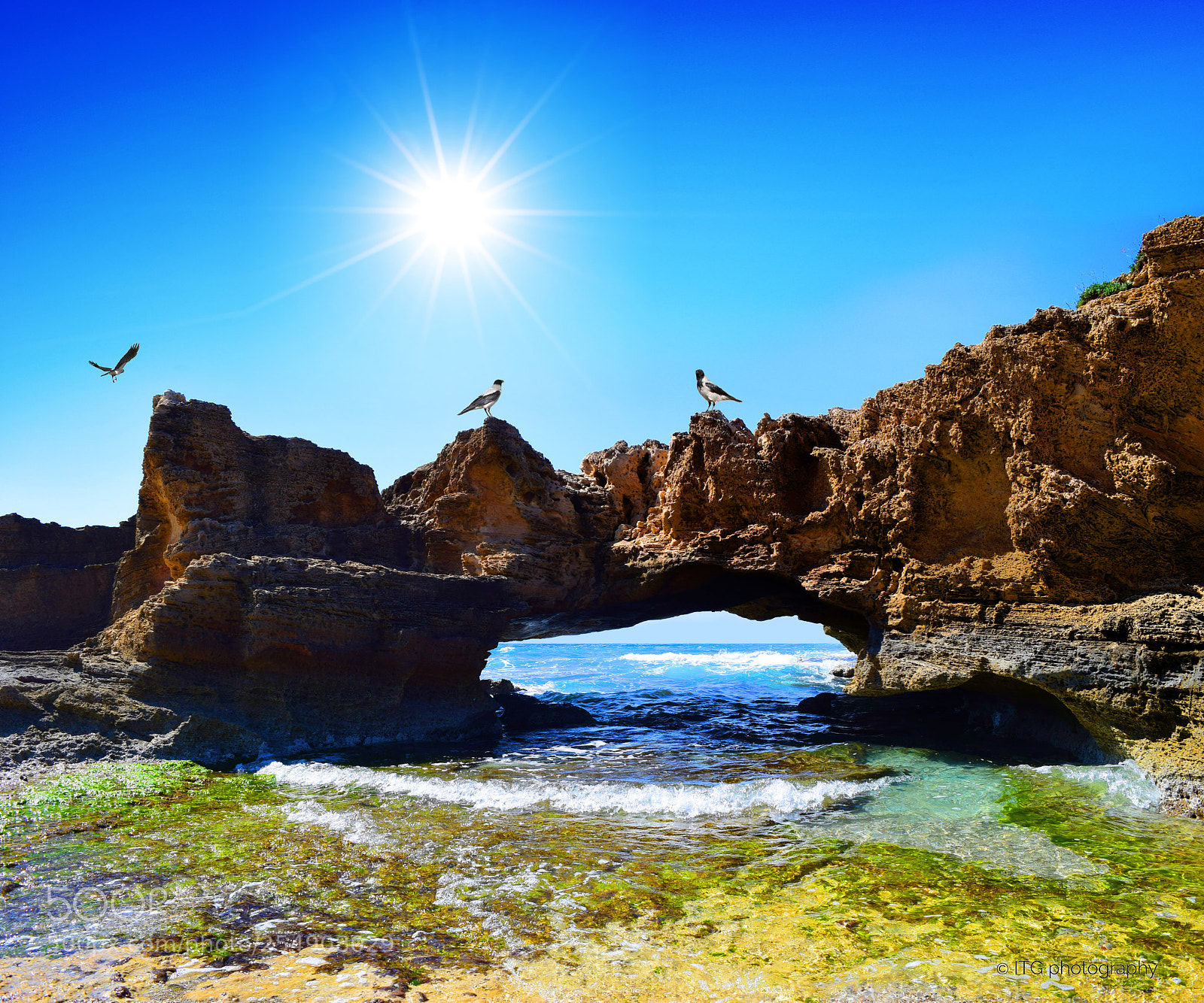 Nikon D5300 sample photo. Sun on sea rock photography