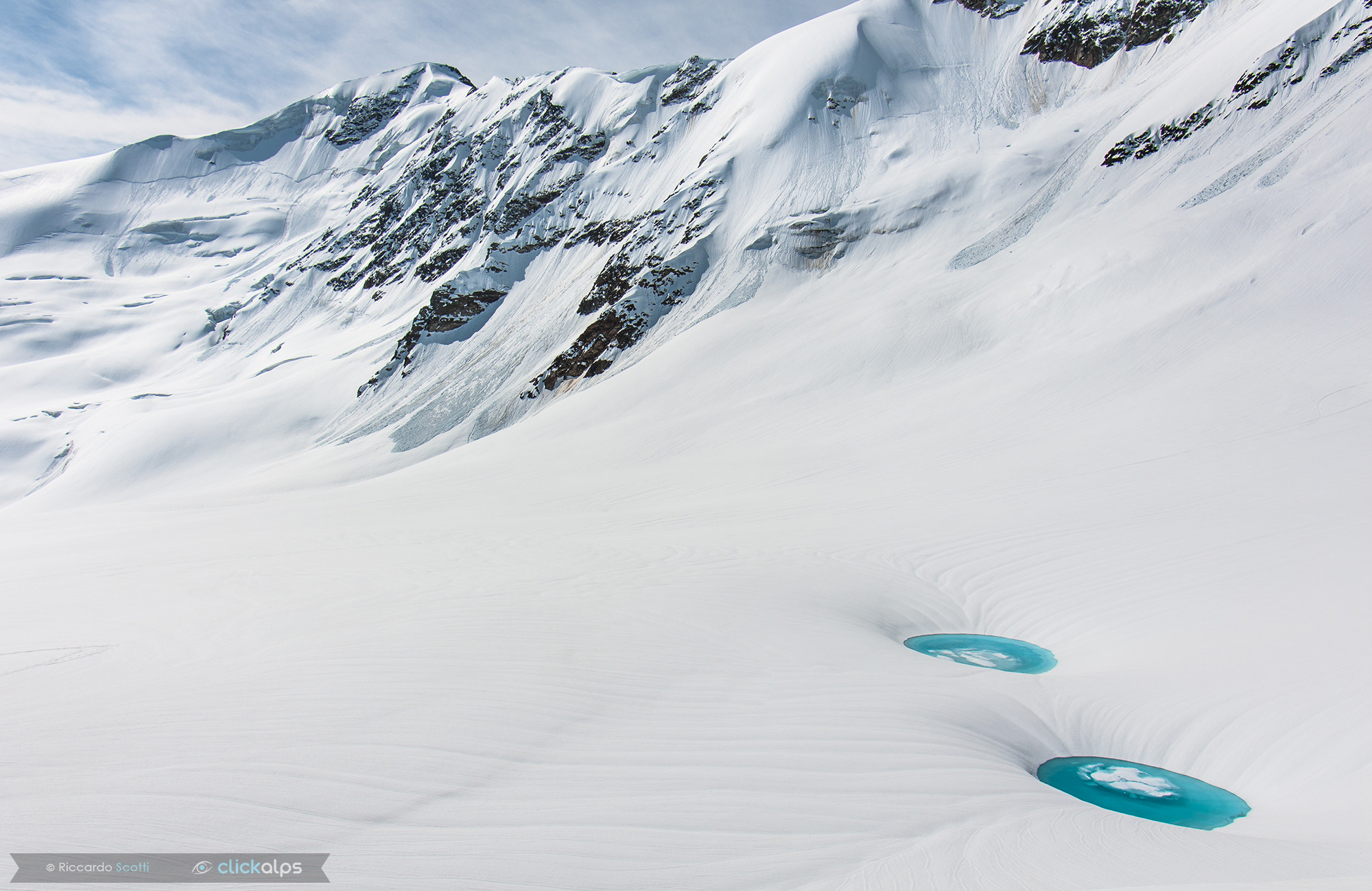 Pentax K-7 sample photo. Two blue eyes on the forni glacier photography