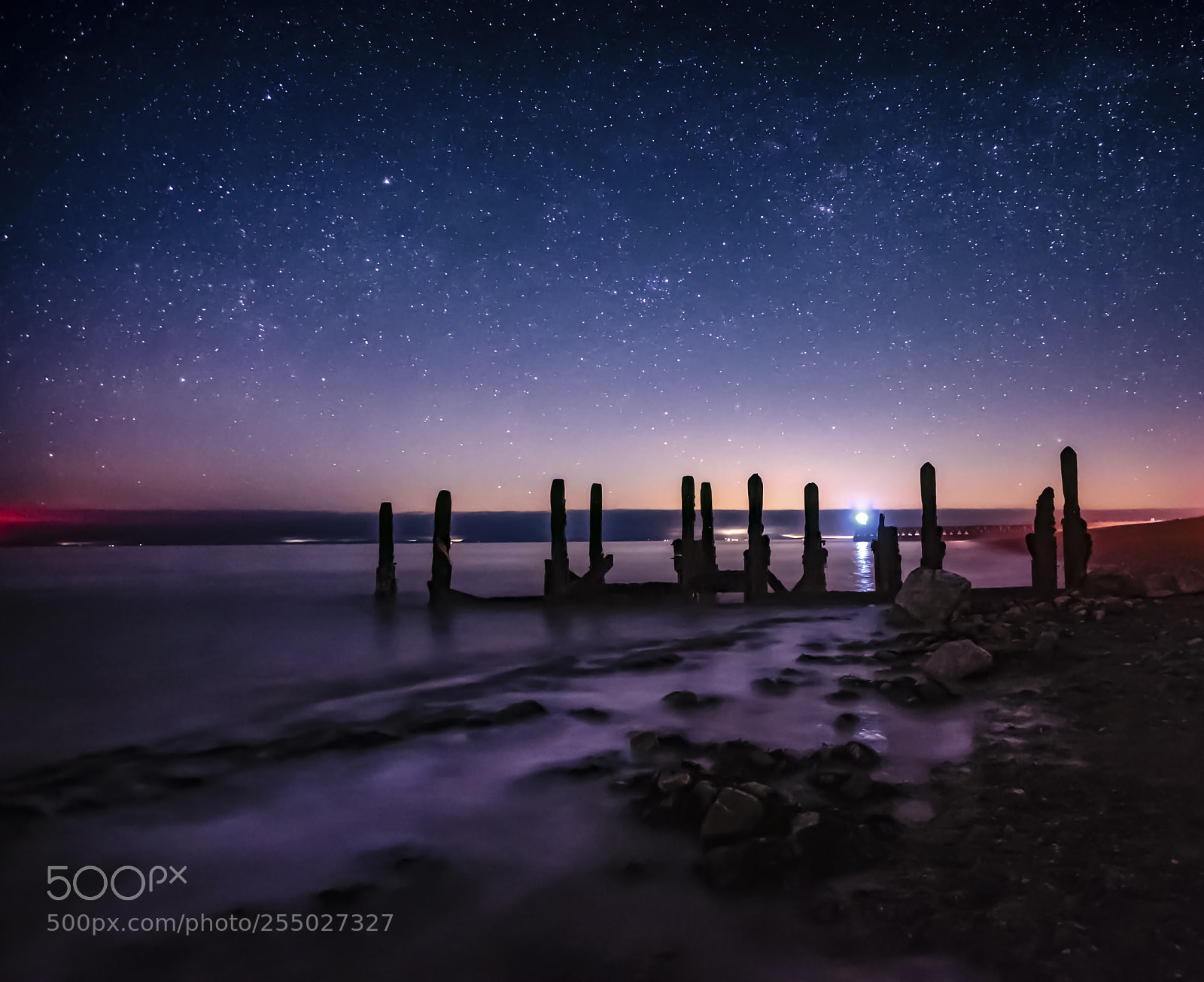 Fujifilm X-T1 sample photo. Jetty remains and stars photography
