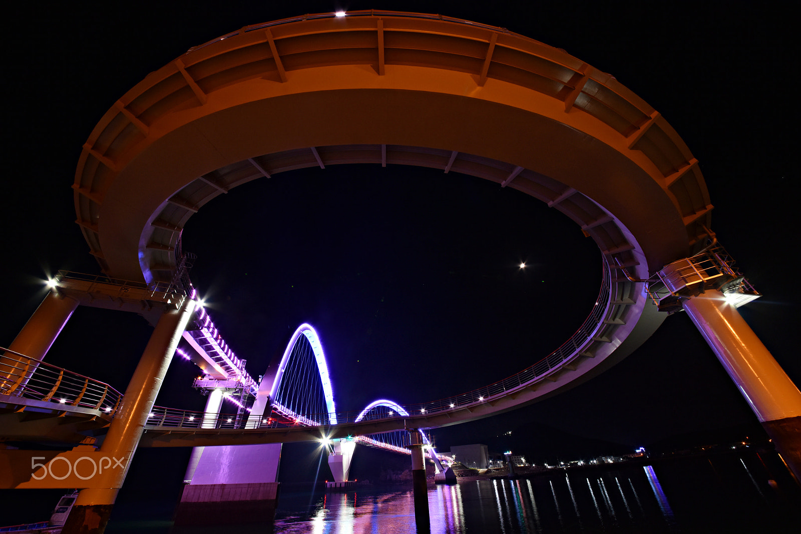 Nikon D810 sample photo. Night view of footbridge photography