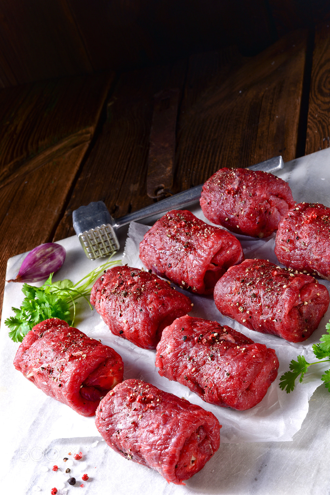 Nikon D810 sample photo. Fresh raw beef roulades photography
