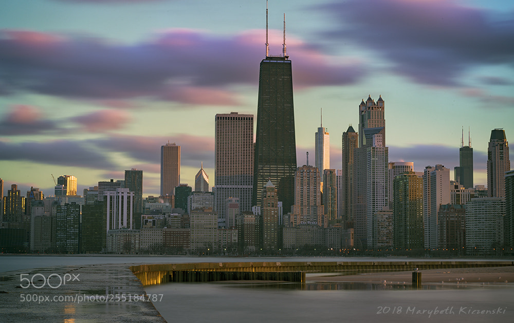 Nikon D850 sample photo. Chicago skyline - sunset photography
