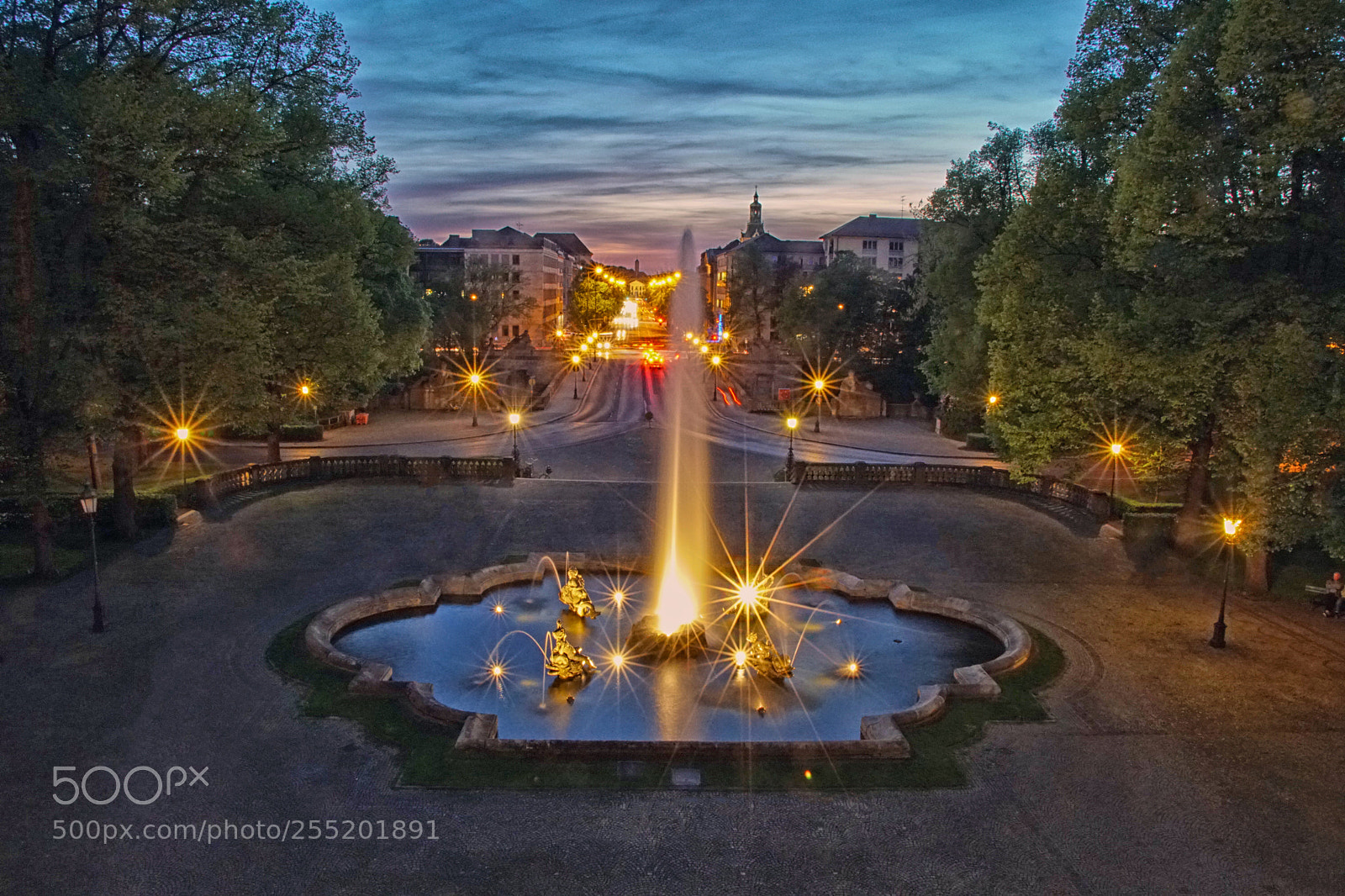 Sony a6500 sample photo. Sunset at friedensengel fountain photography