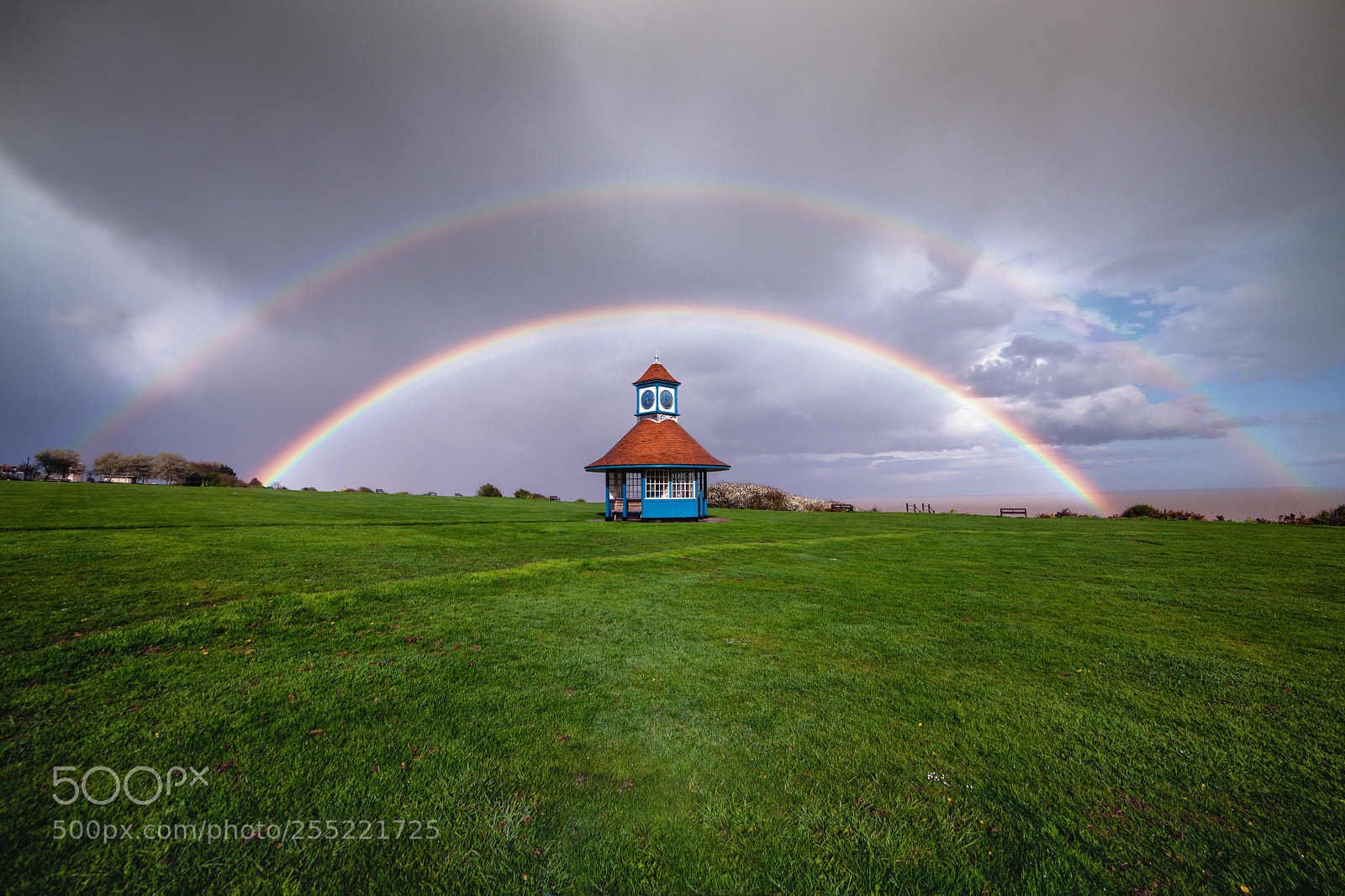 Nikon D850 sample photo. Frinton seafront double rainbow photography