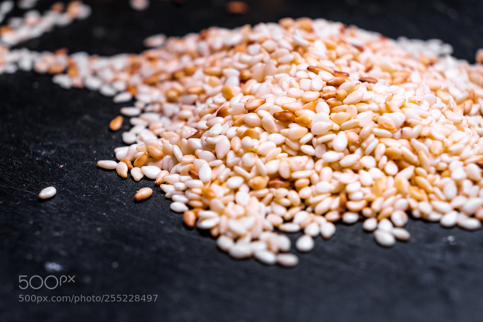 Fujifilm X-T2 sample photo. Sesame seeds on black photography