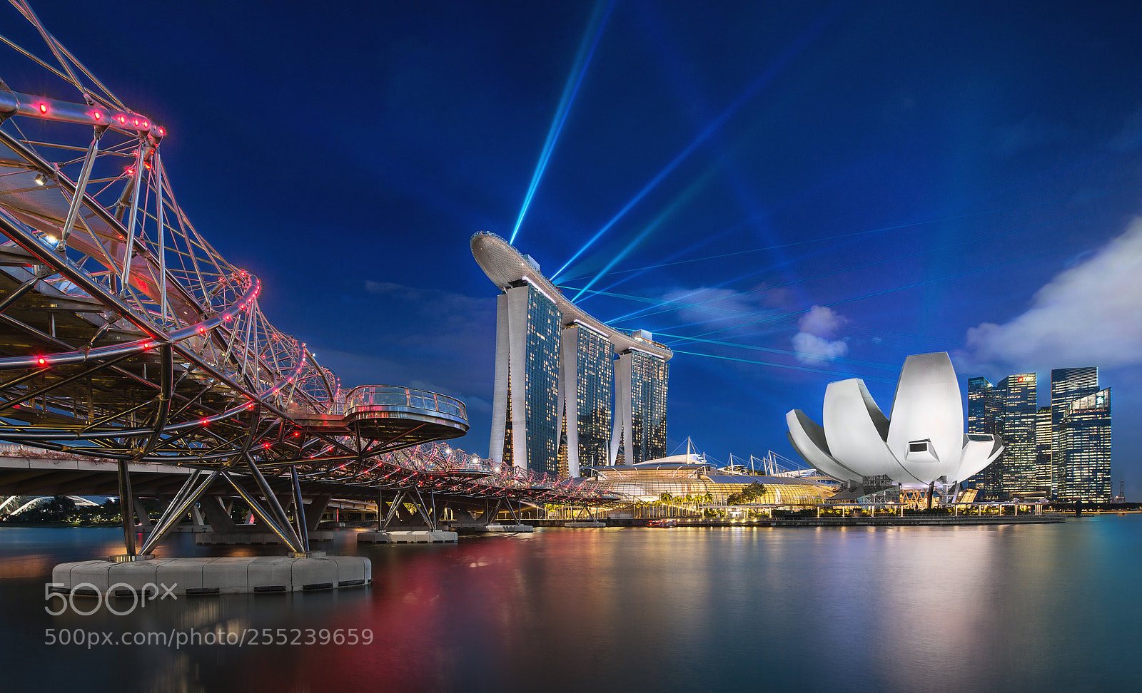 Nikon D800 sample photo. Marina bay sands laser photography