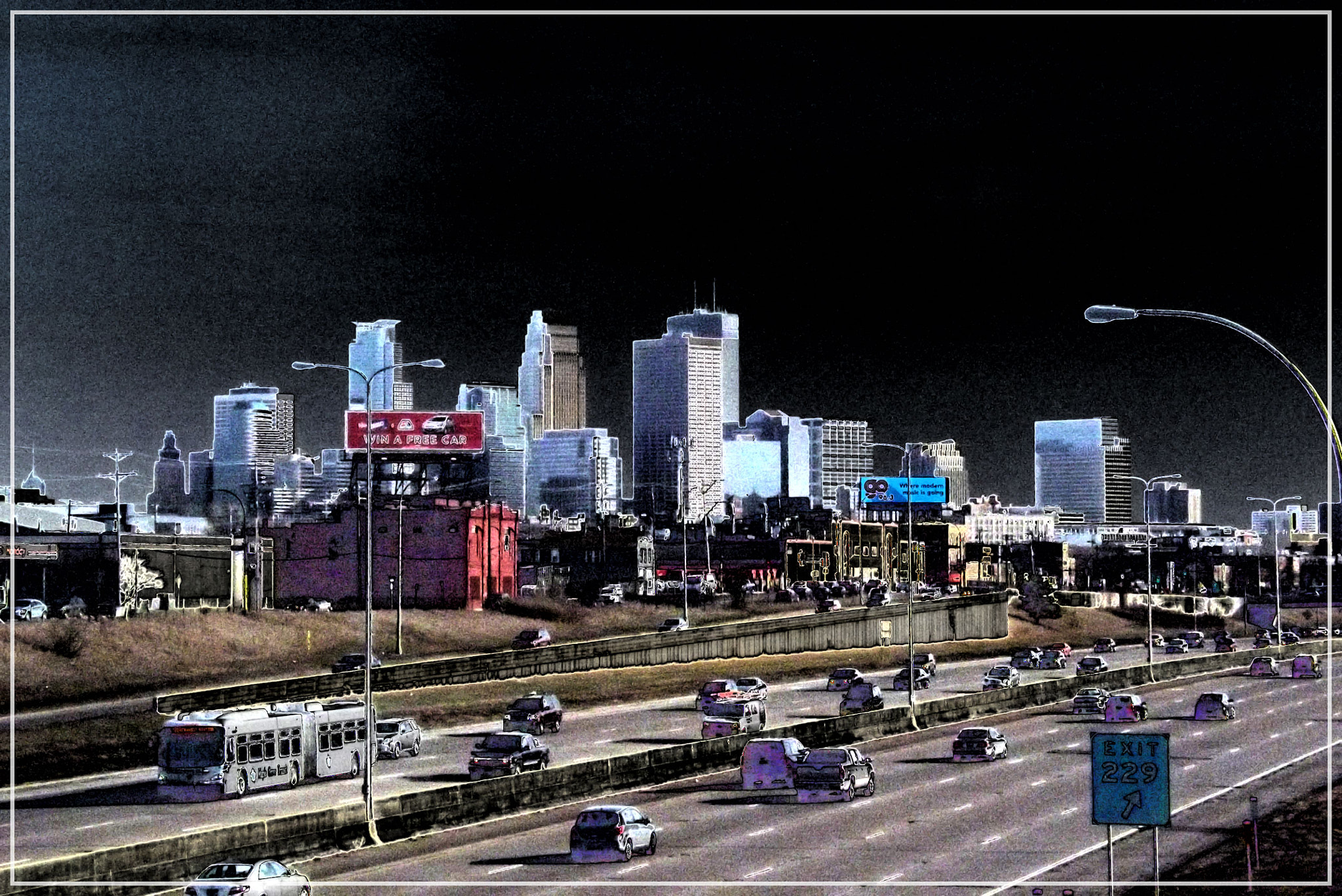 Fujifilm FinePix S4250WM sample photo. Minneapolis skyline intense photography