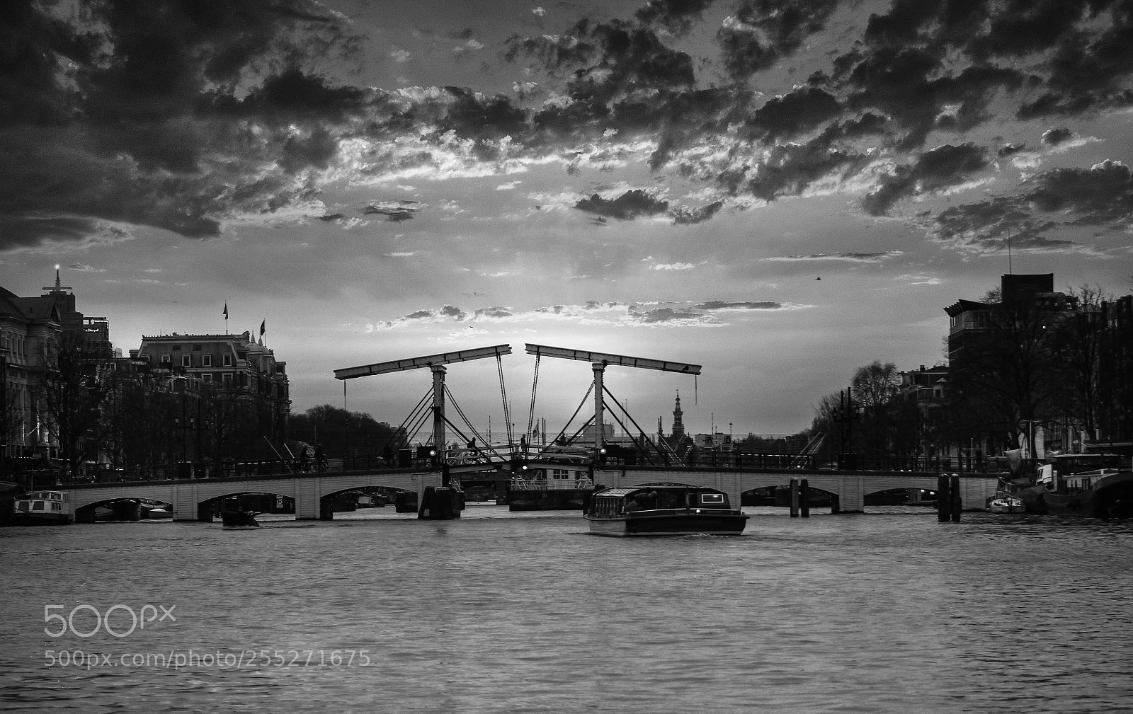 Canon EOS 550D (EOS Rebel T2i / EOS Kiss X4) sample photo. Amsterdam sunset b&w photography