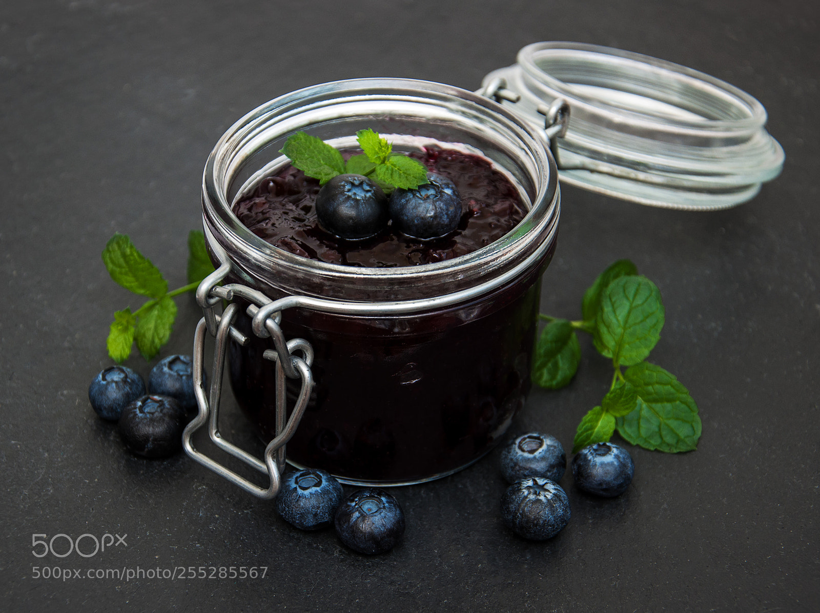 Nikon D90 sample photo. Jar with blueberry jam photography
