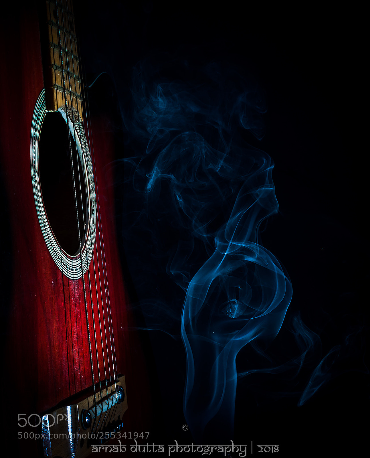 Nikon D90 sample photo. Smoke & guitar photography