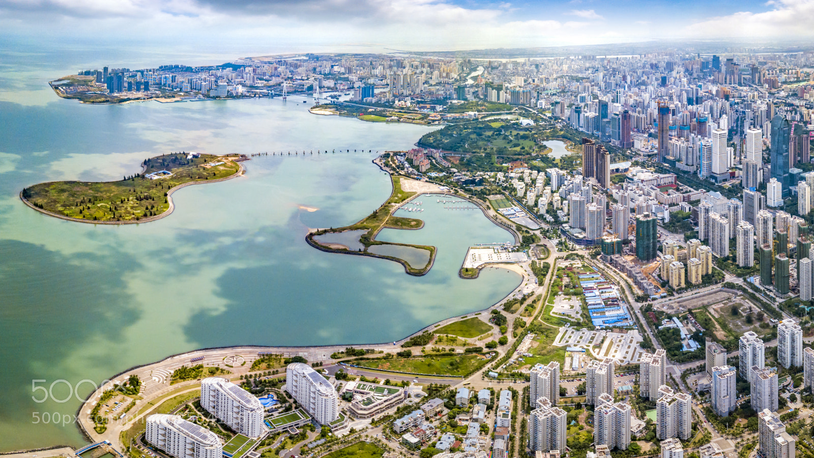DJI FC220 sample photo. Panoramic cityscape of haikou photography