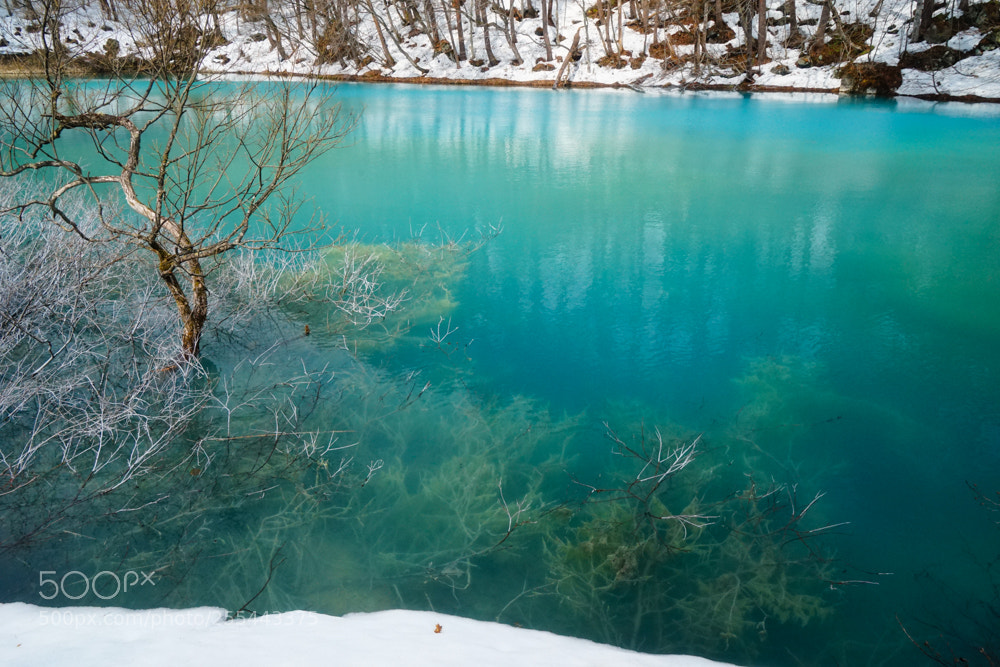 Sony a7 sample photo. Blue pond in mountain photography