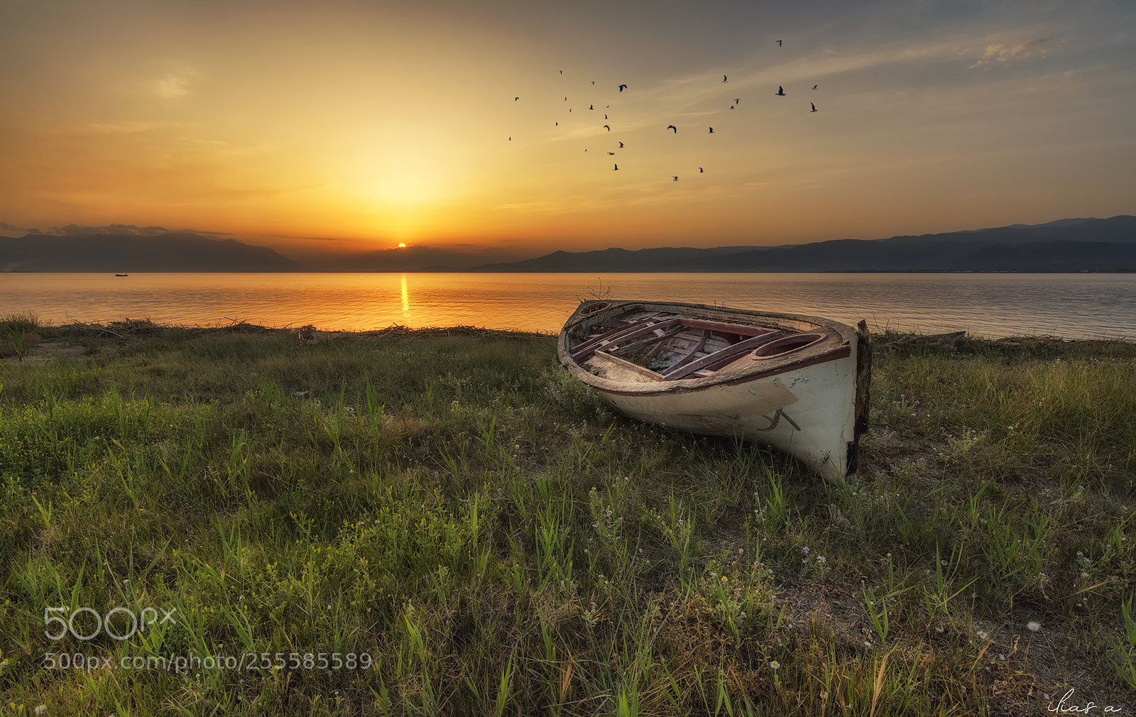 Nikon D7200 sample photo. Lonely boat at sunset photography