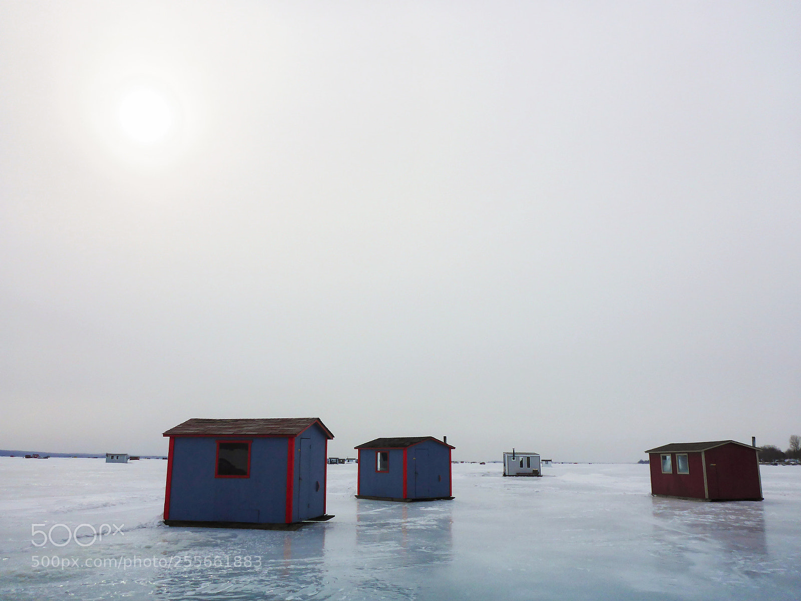 Panasonic DMC-TS5 sample photo. Ice fishing cabins on photography