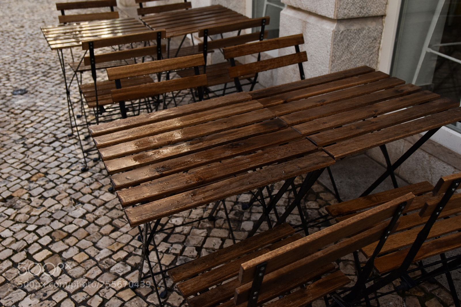 Nikon D5500 sample photo. Wooden tables after rain photography