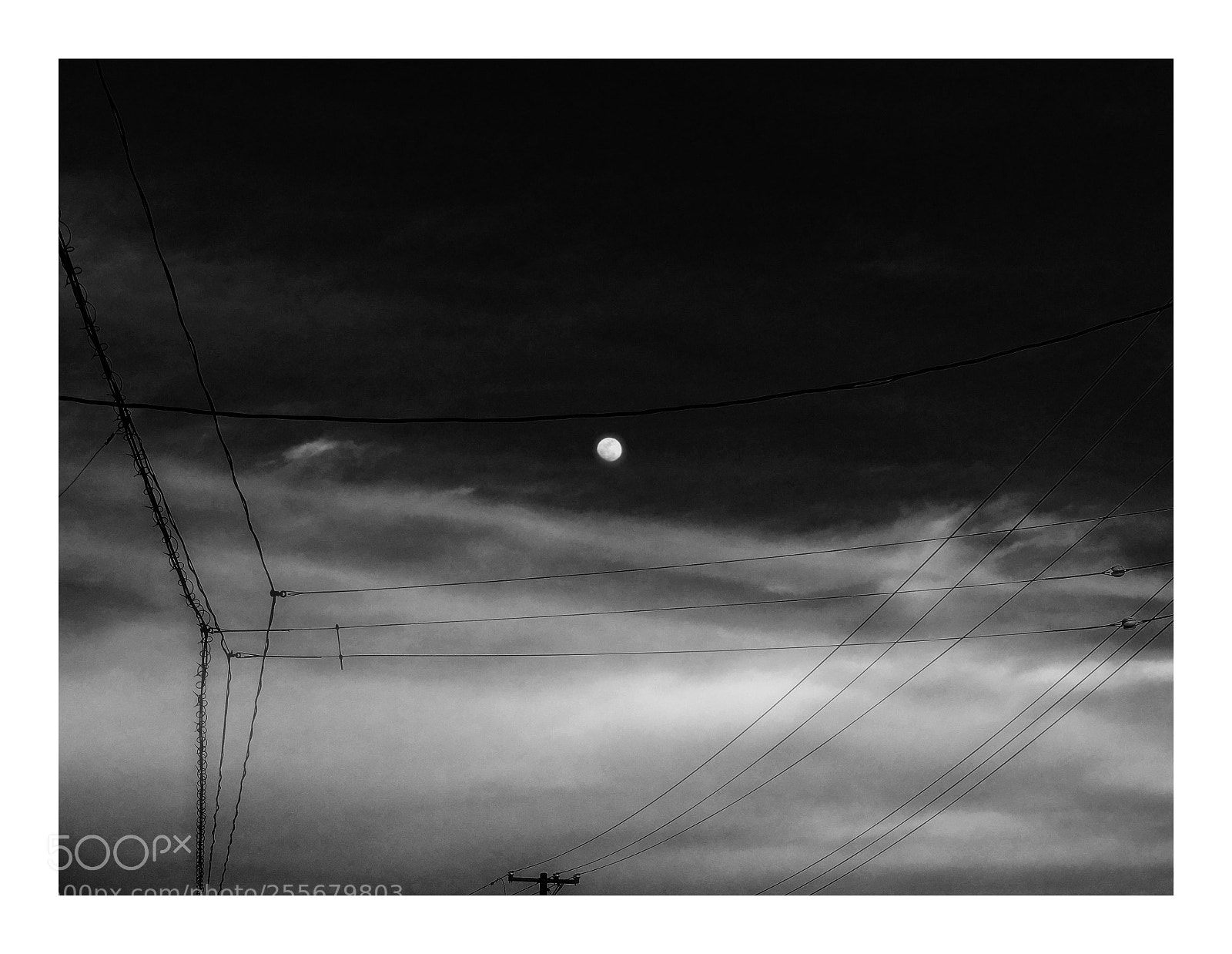 Fujifilm X30 sample photo. Moon and electrical wire #2 photography