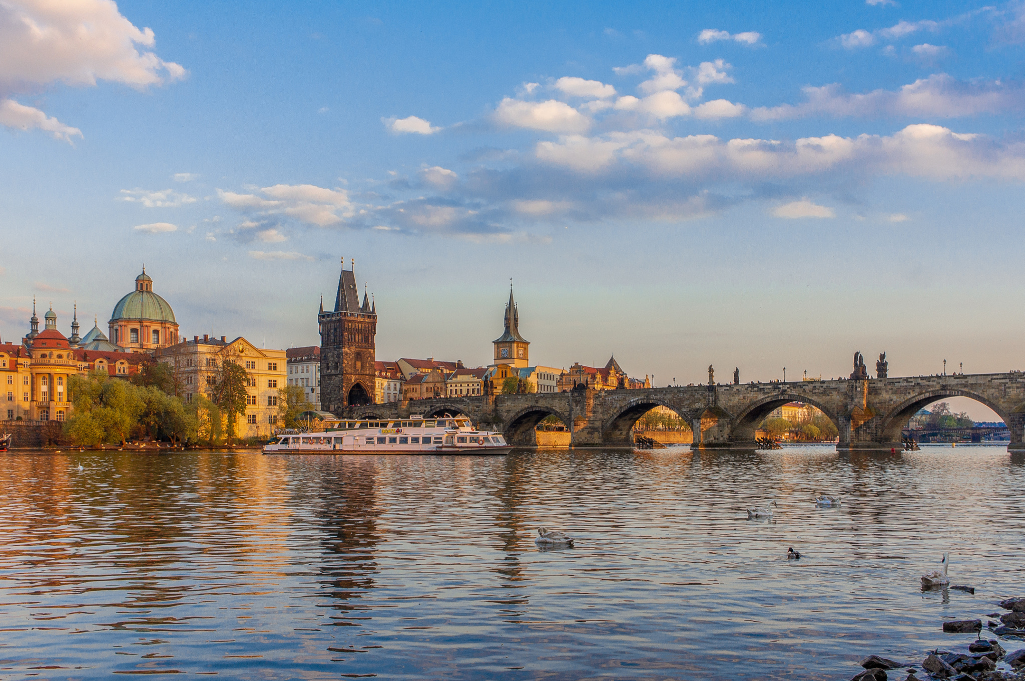 Sony Alpha NEX-3 sample photo. Golden sunset over the vltava river and the charles bridge photography