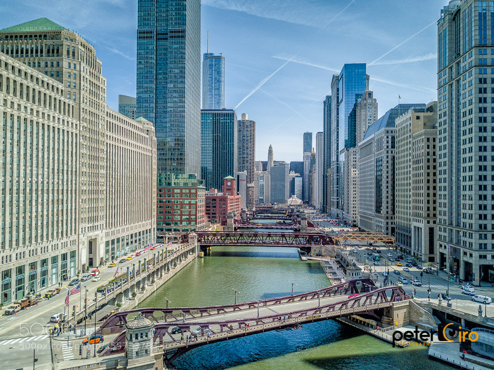 DJI FC220 sample photo. Chicago skyline looking down photography