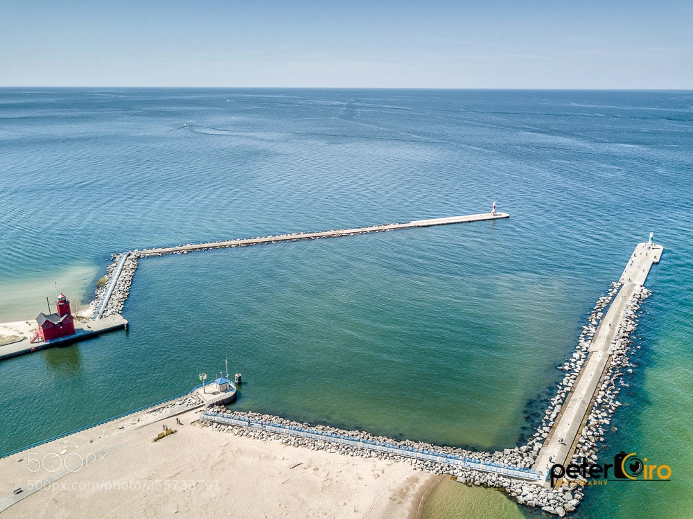 DJI FC220 sample photo. Inlet from lake michigan photography