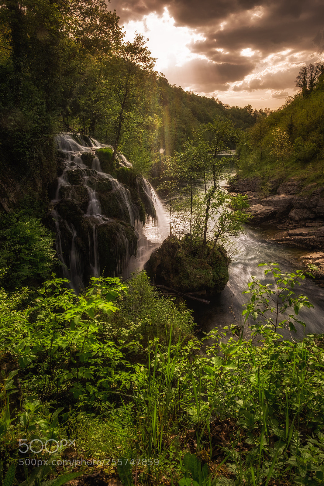Fujifilm X-T1 sample photo. Waterfall, river and sunset photography