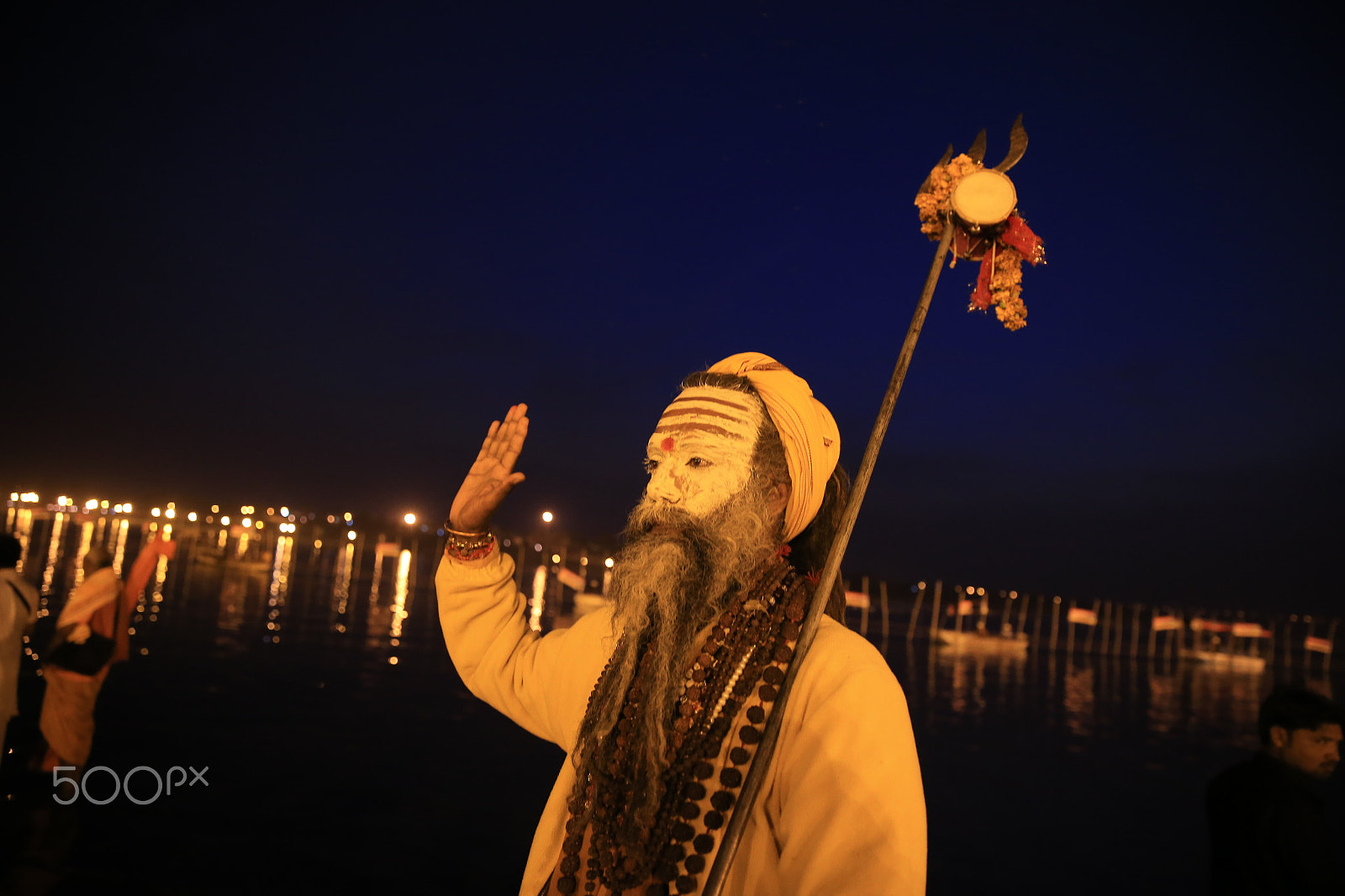 Canon EOS-1D X sample photo. Indian relegious sadhu blessing in kumbh photography