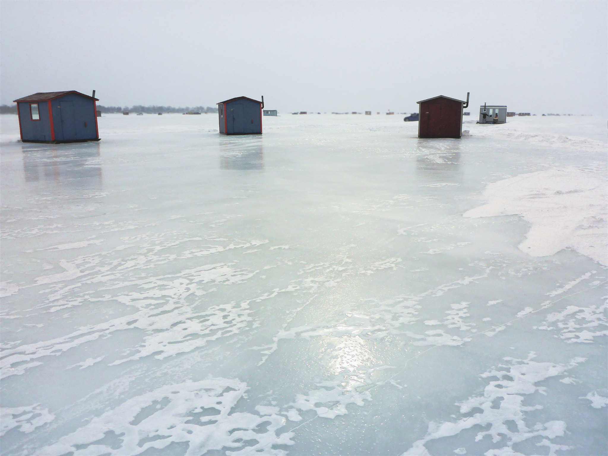 Panasonic Lumix DMC-TS5 (Lumix DMC-FT5) sample photo. Ice-fishing cabins photography