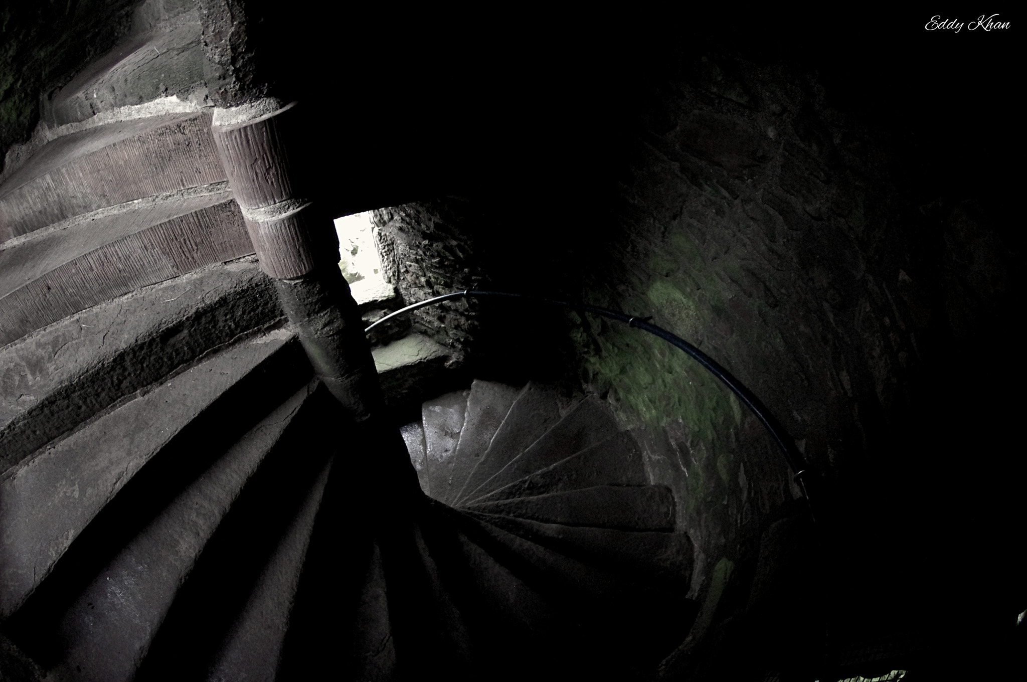 Pentax K-x sample photo. Castle spiral staircase photography
