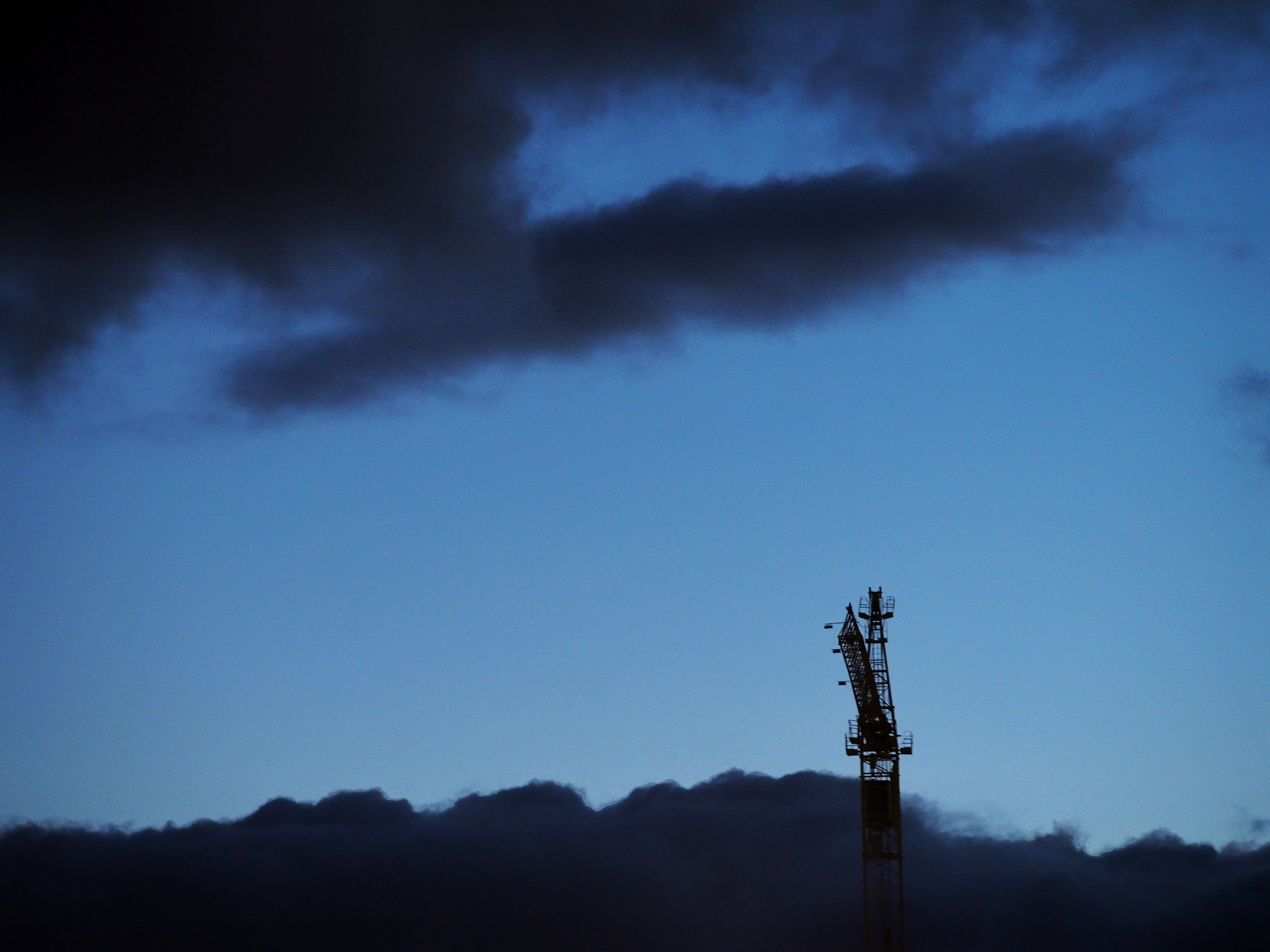 Olympus PEN E-PL6 sample photo. Cloudy crane photography