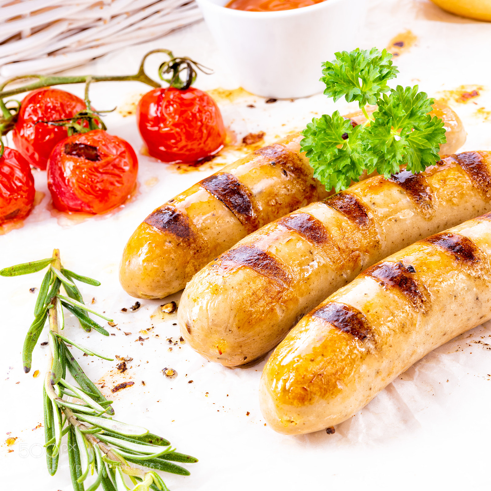 Nikon D810 sample photo. Delicious bratwurst with ketchup photography