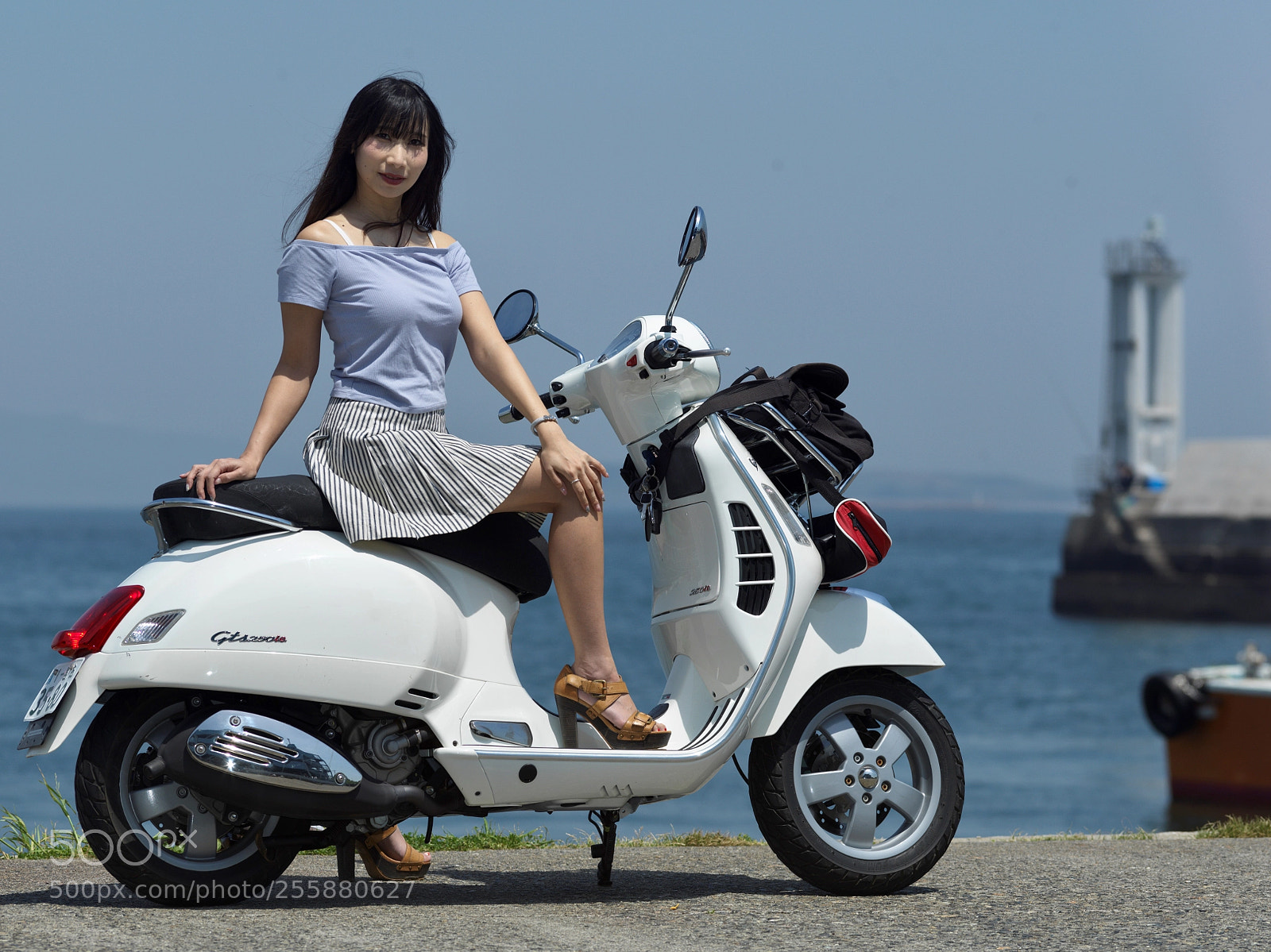 Hasselblad X1D-50c sample photo. Vespa and the harbor photography