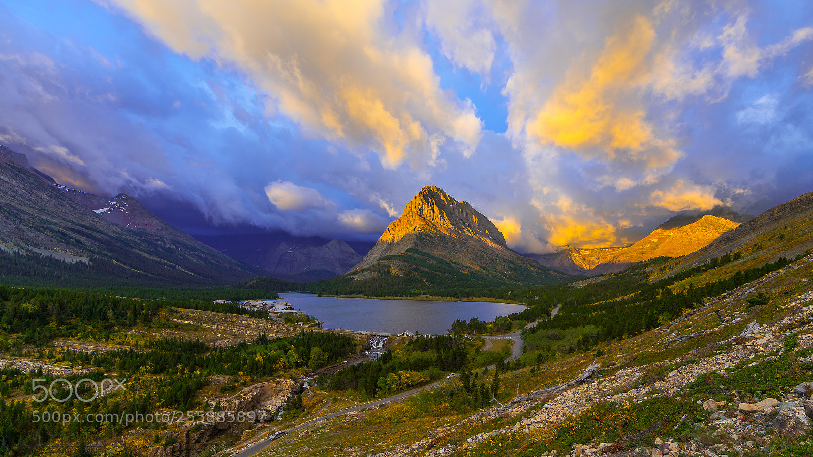 Sony a7R sample photo. Sunrise over swiftcurrent lake photography