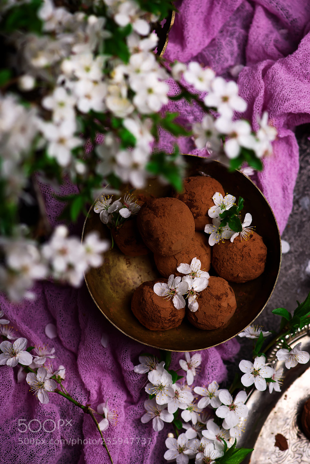 Nikon D610 sample photo. Plum blossom chocolate truffles.style photography