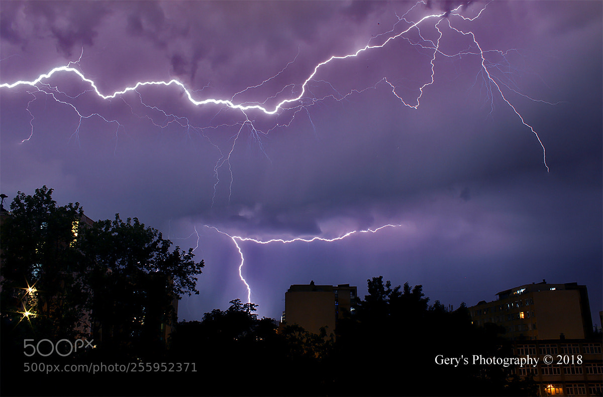 Canon EOS 1300D (EOS Rebel T6 / EOS Kiss X80) sample photo. First thunderstorm and lightning-show photography