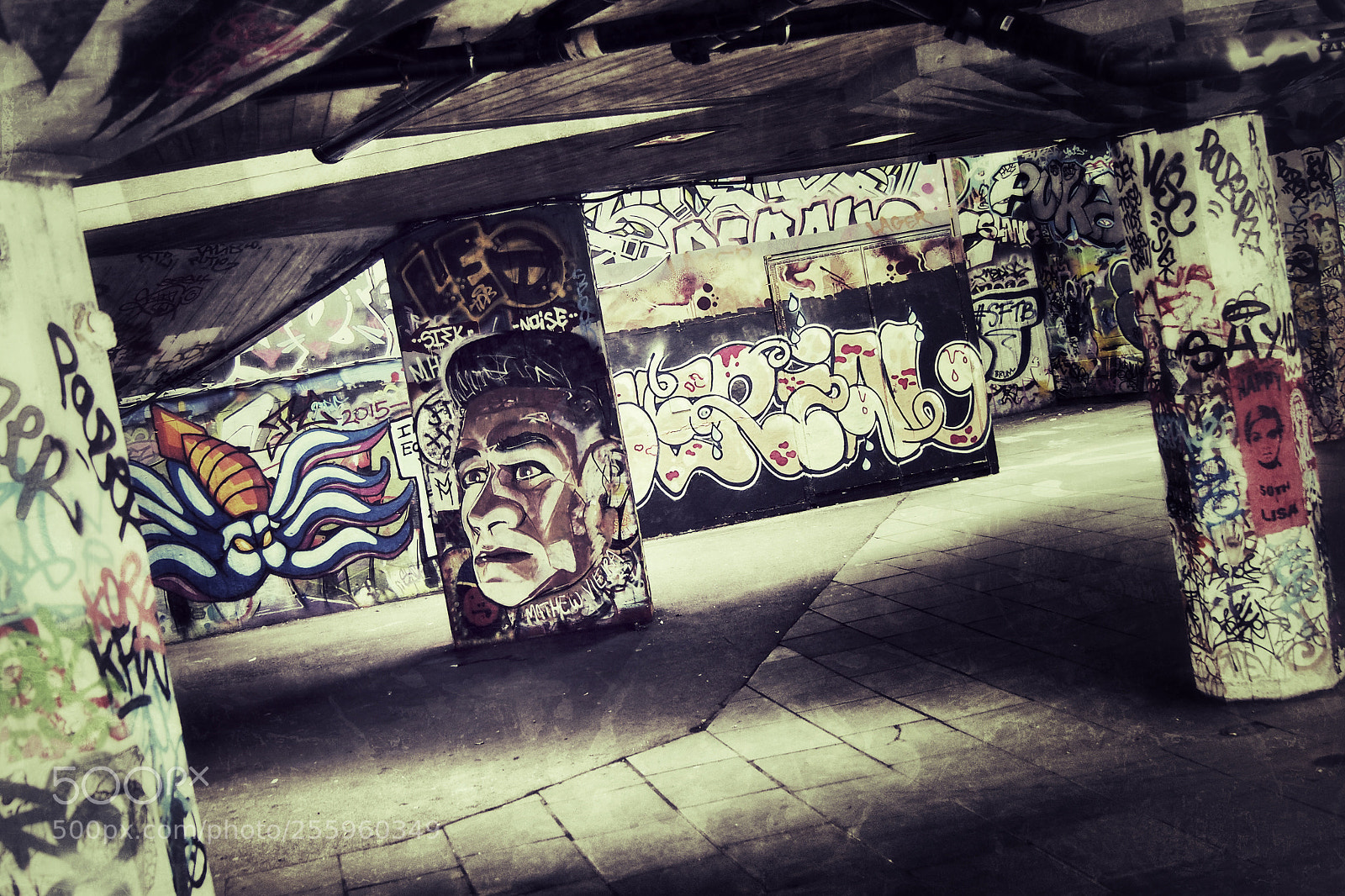 Olympus OM-D E-M5 sample photo. South bank graffiti photography