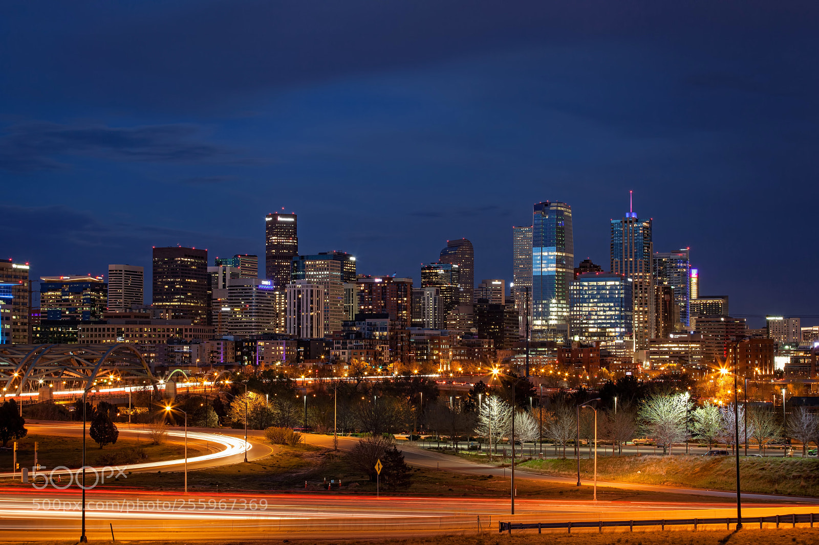 Canon EOS 5D Mark II sample photo. Denver skyline at night photography