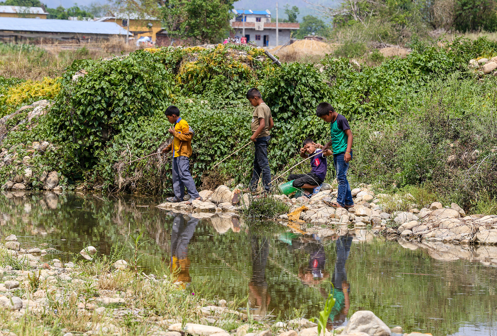 Canon EOS 6D sample photo. Fishing, nepalese boys photography