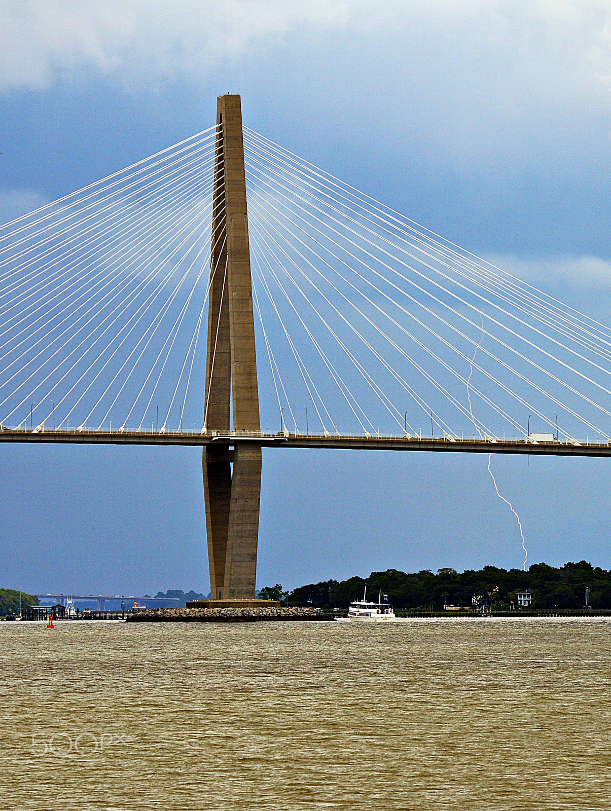 Nikon D3200 sample photo. Bridge piers & lightning photography