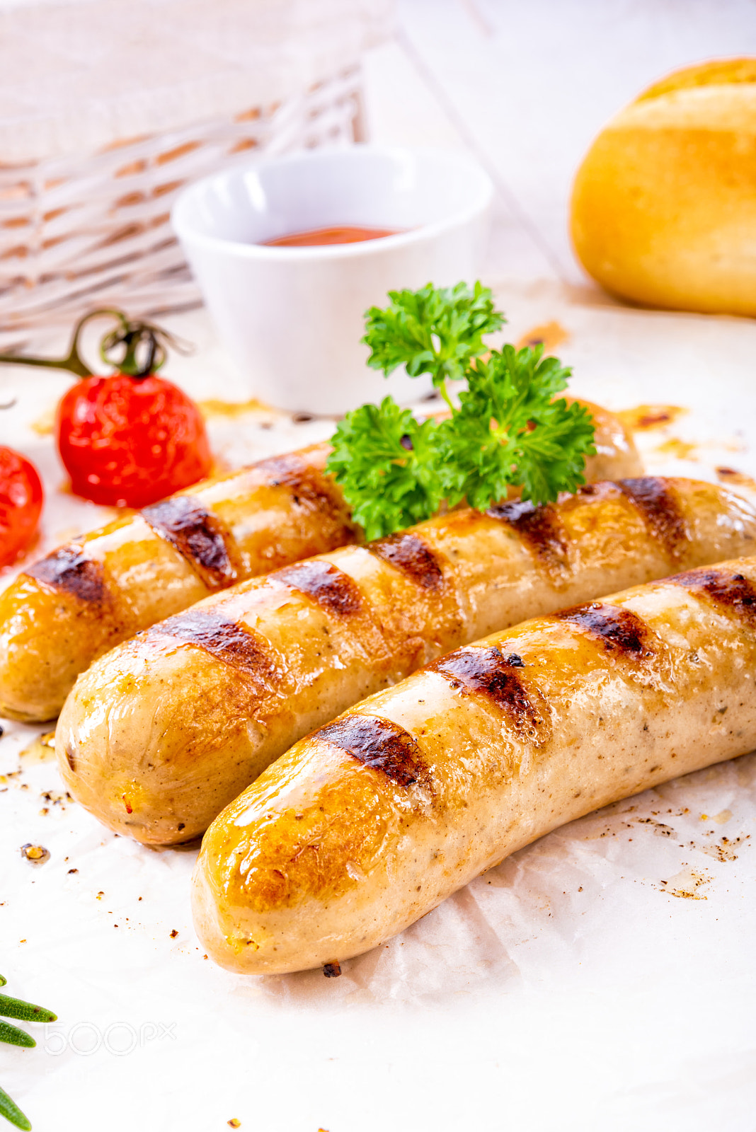 Nikon D810 sample photo. Delicious bratwurst with ketchup photography