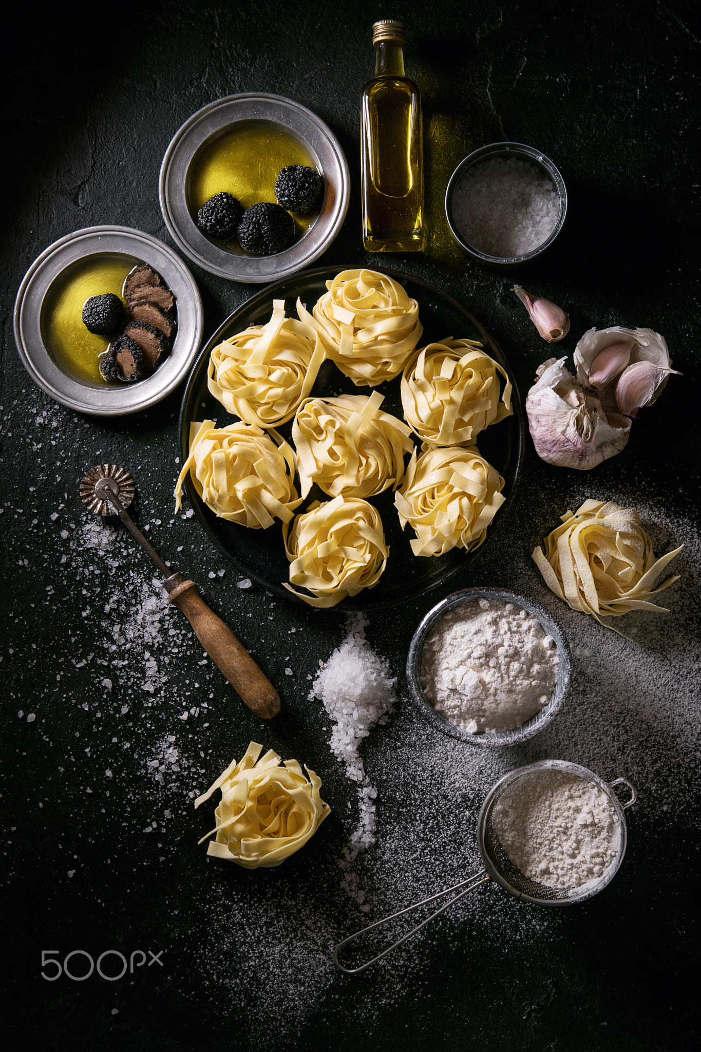 Egg pasta served with truffles