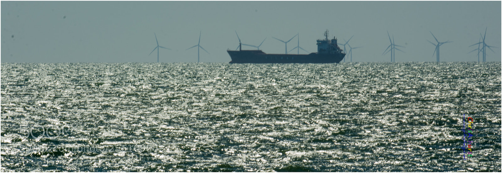 Nikon D7100 sample photo. Coaster passing rampion windfarm photography