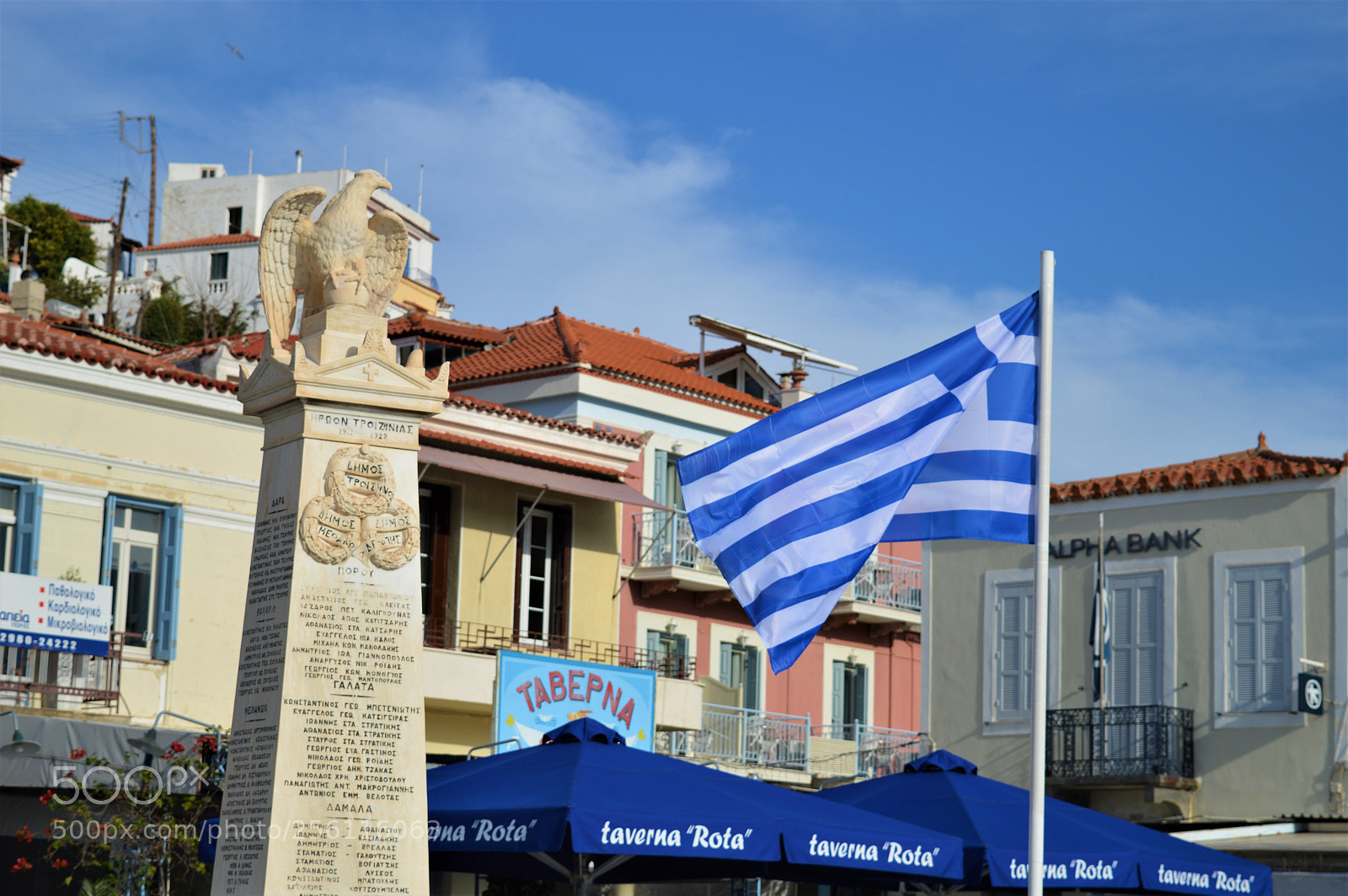 Nikon D3200 sample photo. Greece flag in poros photography